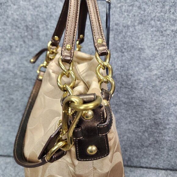 Coach Brooke F17183 Brown Sateen Signature Shoulder Bag Chain Straps F17183 - Picture 8 of 16